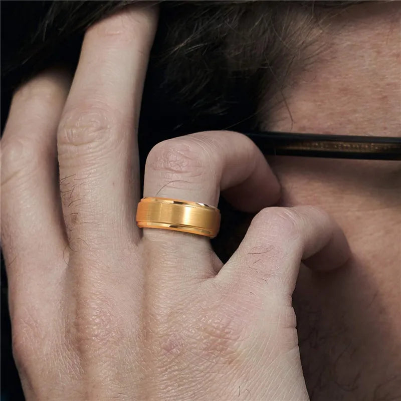 tungsten mens ring gold