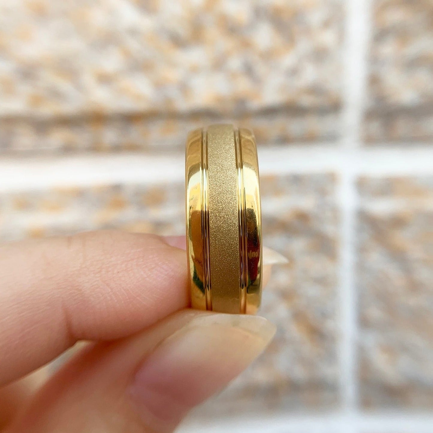 mens tungsten ring gold colour Mens wedding ring TR Mens Rings