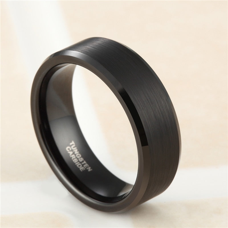 TR Mens Rings Black mens ring tungsten