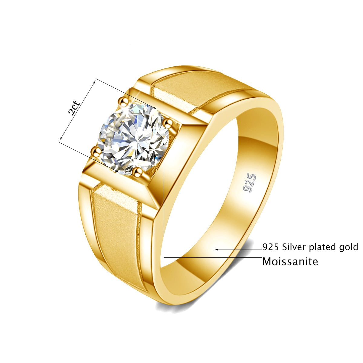Mens Moissanite Diamond Sterling Silver Engagement Ring TR Mens Rings