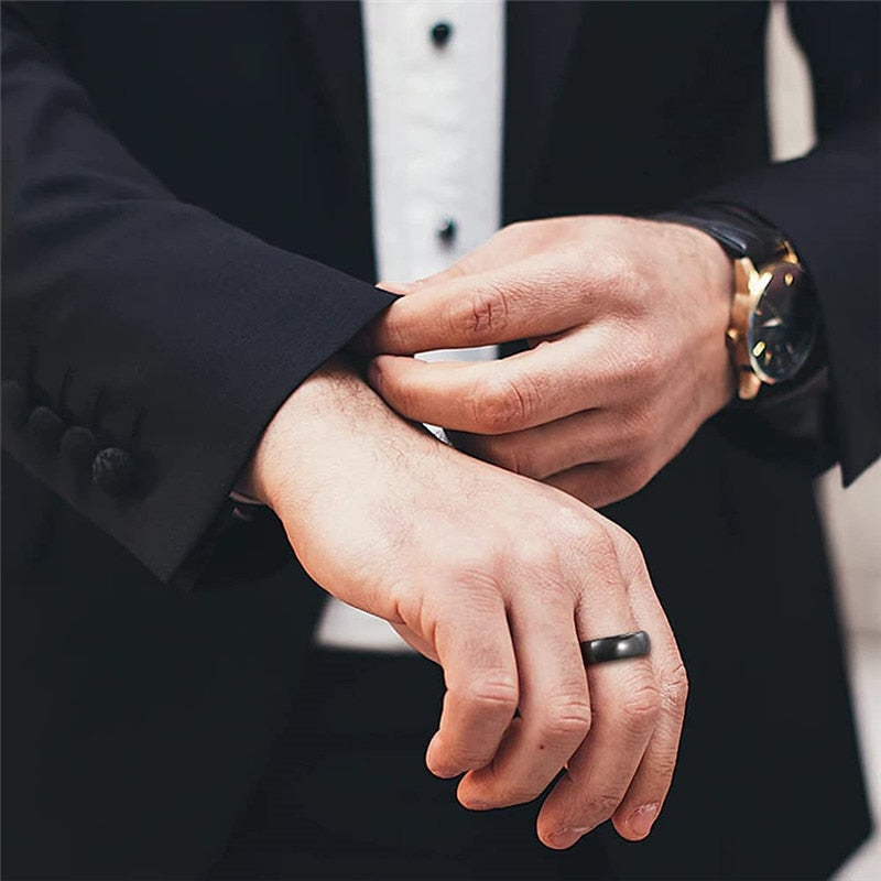 mens black wedding ring TR Mens Rings