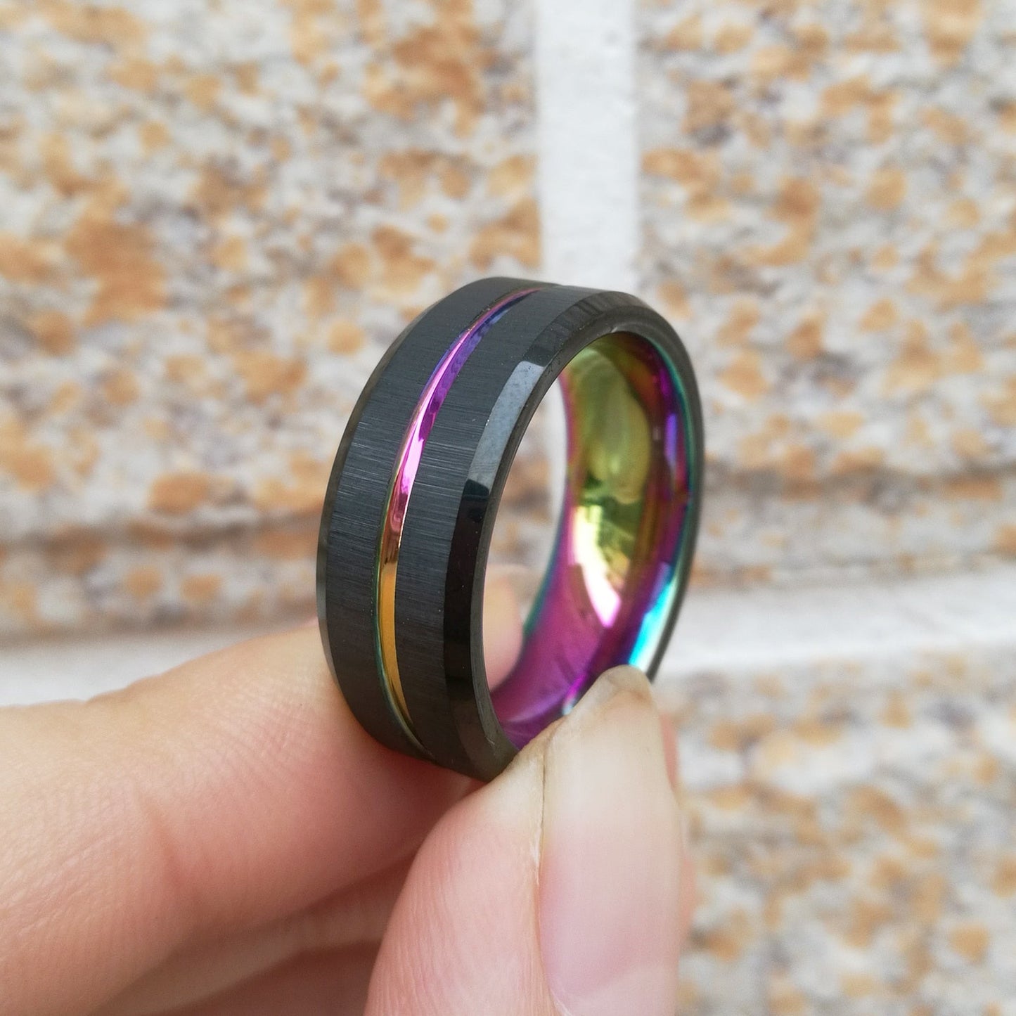 Free Shipping Mens Black Tungsten Carbide Ring