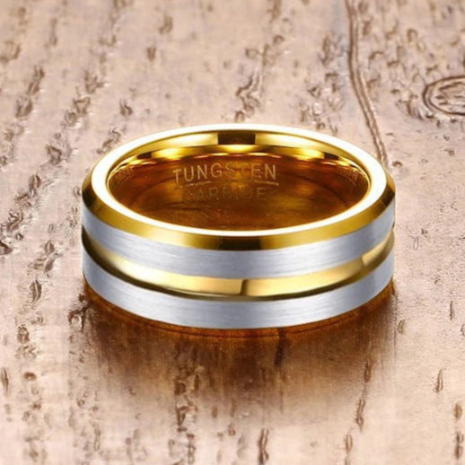 Gold and silver tungsten ring