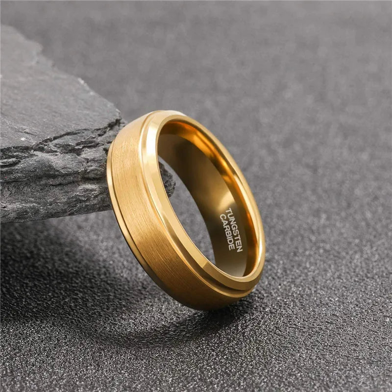 mens tungsten ring gold colour