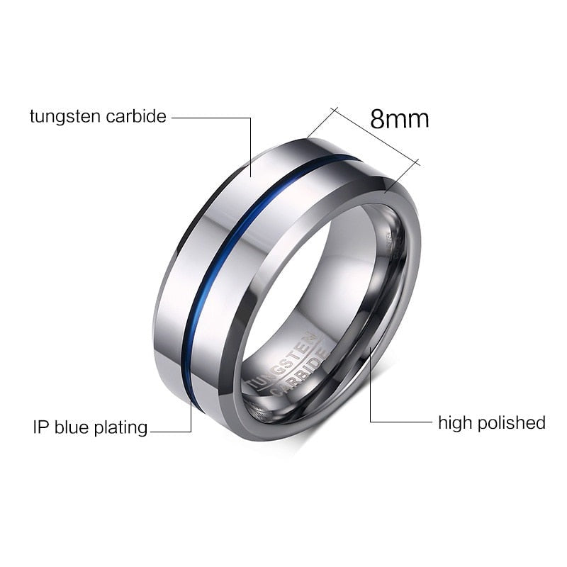 Tungsten Carbide Mens Ring Wedding Band TR Mens Rings