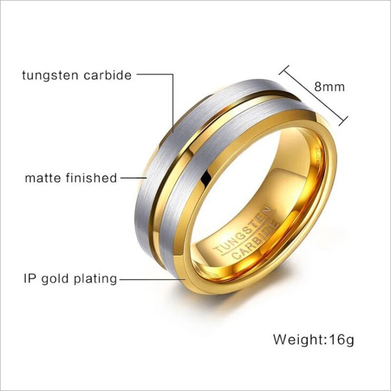 Agathon Gold and Silver Tungsten Wedding Ring 8mm
