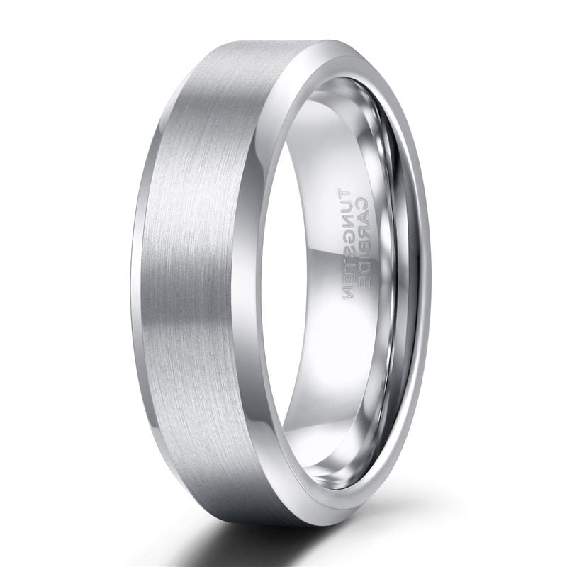 6mm Tungsten Carbide Ring Mens Womens Brushed Silver TR Mens Rings