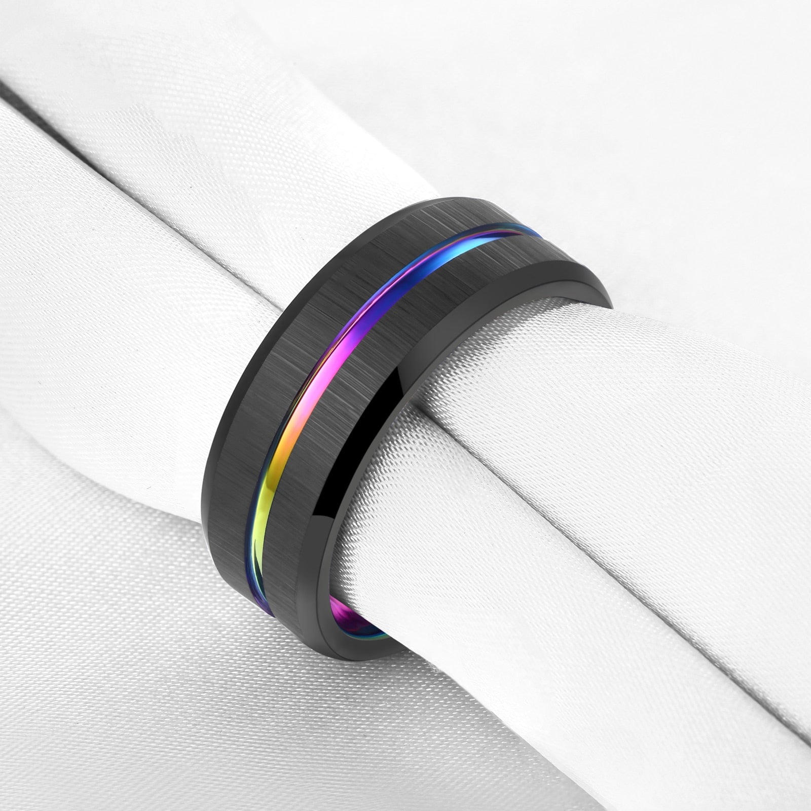 Mens Black Tungsten Carbide Ring TR Mens Rings