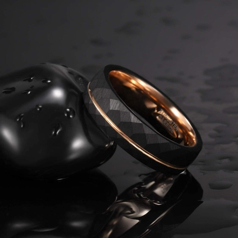 6mm mens tungsten ring modern rose black colour