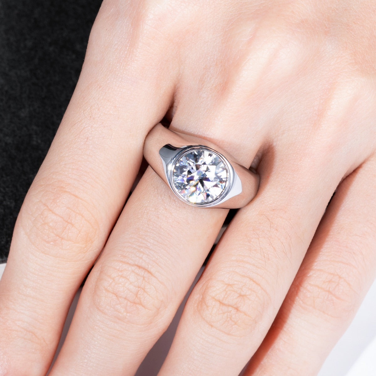 Sterling Silver Moissanite Ring TR Mens Rings