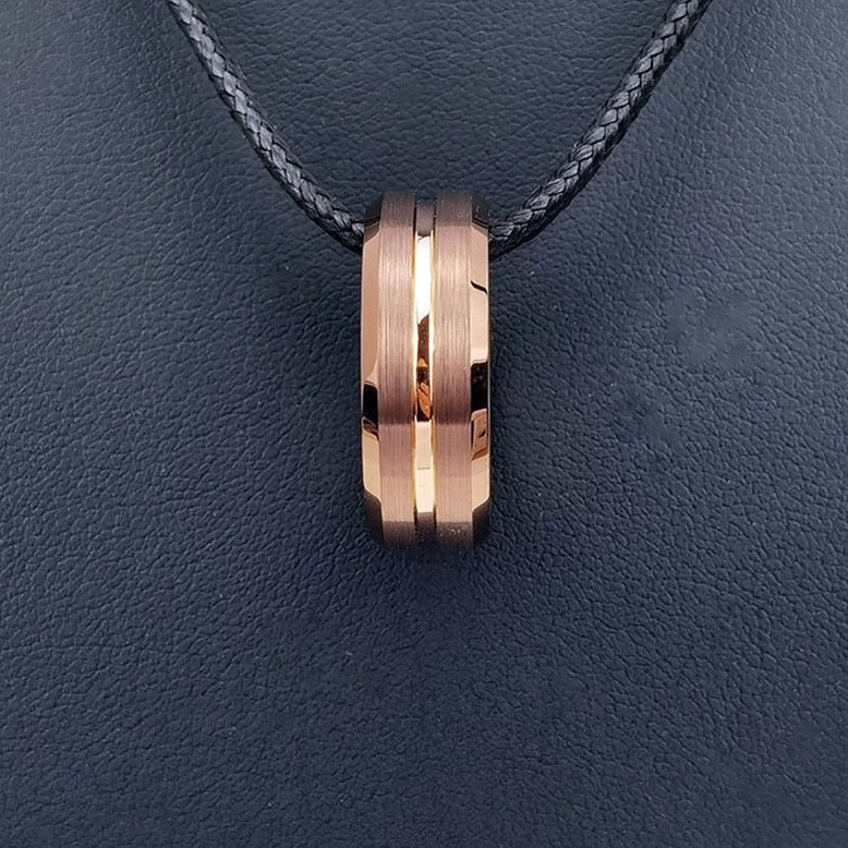 Rose Gold Tungsten Groove Ring