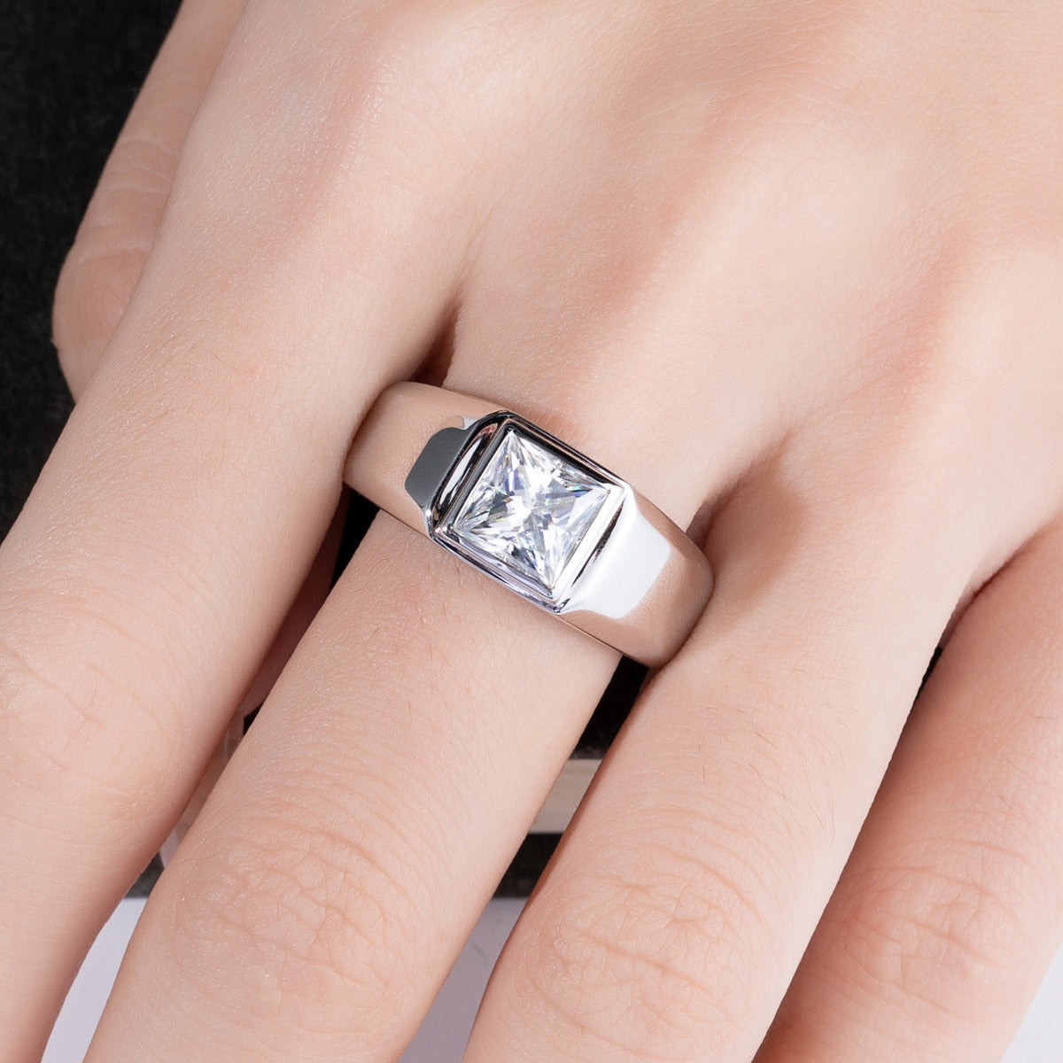 Princess Cut Moissanite Diamond Ring