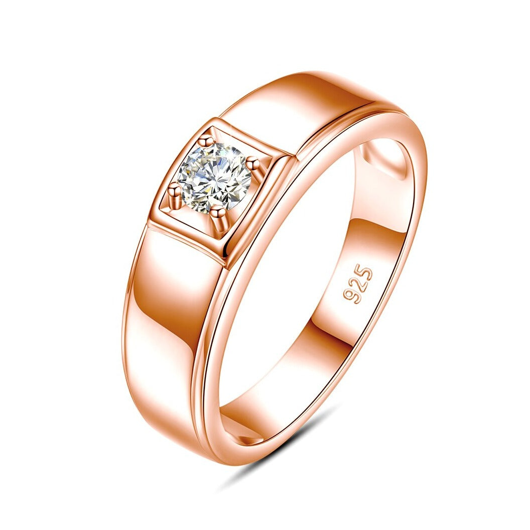 Mens Sterling Silver Moissanite Ring