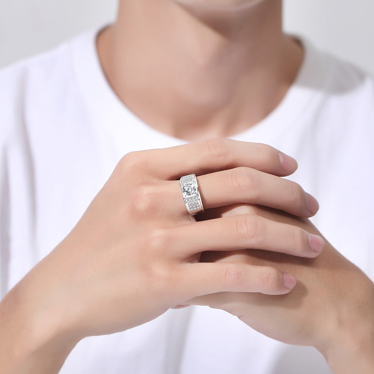 TR Mens Rings Moissanite Diamond Mens Ring