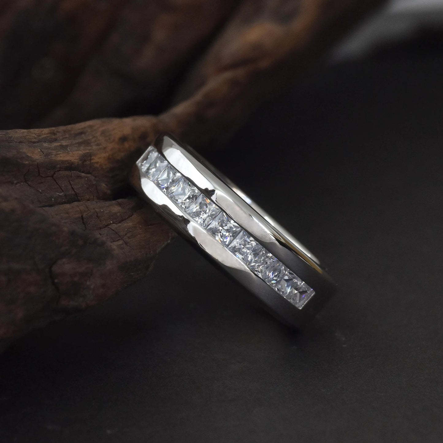 mens moissanite wedding band Australia