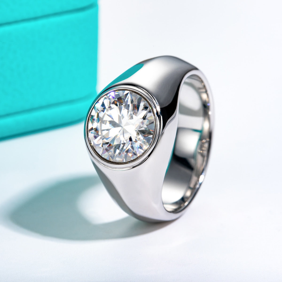 4ct Mens Moissanite Diamond Ring Sterling Silver