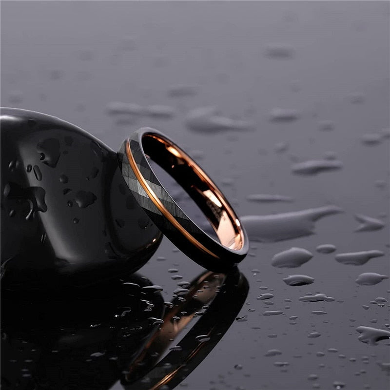 4mm womens tungsten ring black rose colour TR Mens Rings