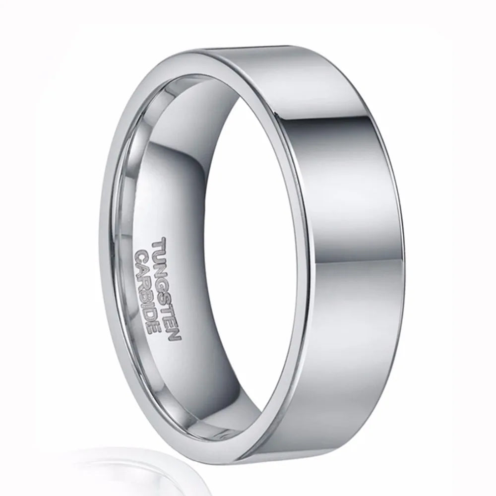 8mm Flat Tungsten Ring Mens Ring