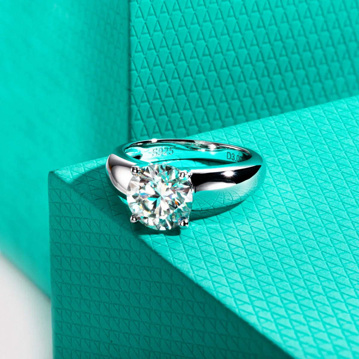 3ct Moissanite Ring Sterling Silver Gold Plated