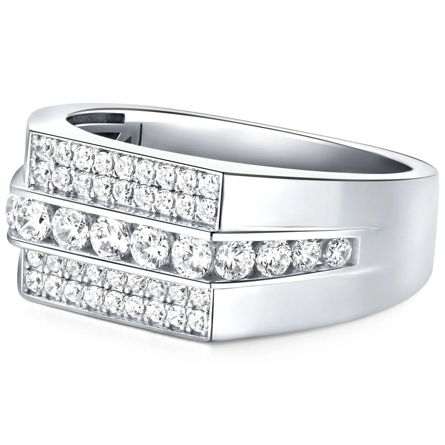 Moissanite Wedding Band for Men Sterling Silver