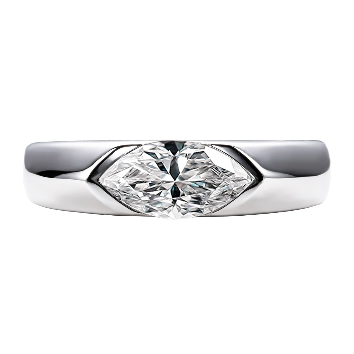 Womens Mens Moissanite Marquise Cut Diamond Wedding Ring