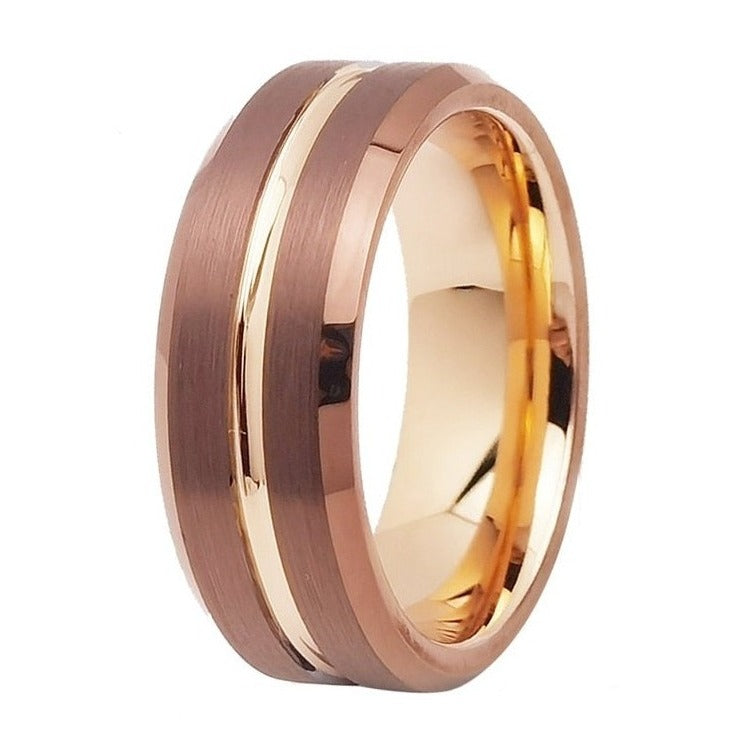 Rose Gold Colour Tungsten Ring TR Mens Rings