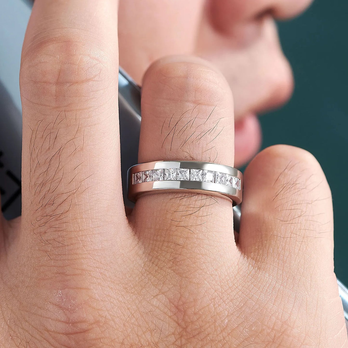 MENS MOISSANITE WEDDING RING WEDDING BAND tr mens rings