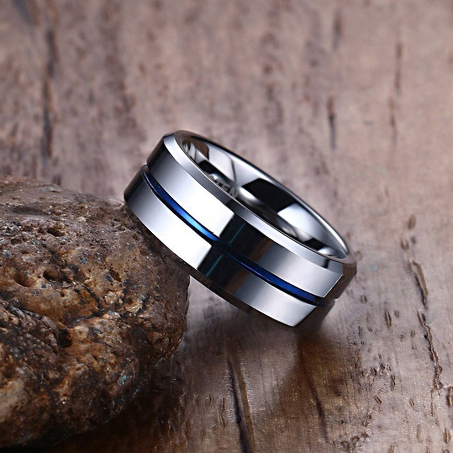 TR Mens Rings Mens Tungsten Carbide Groove Wedding Band