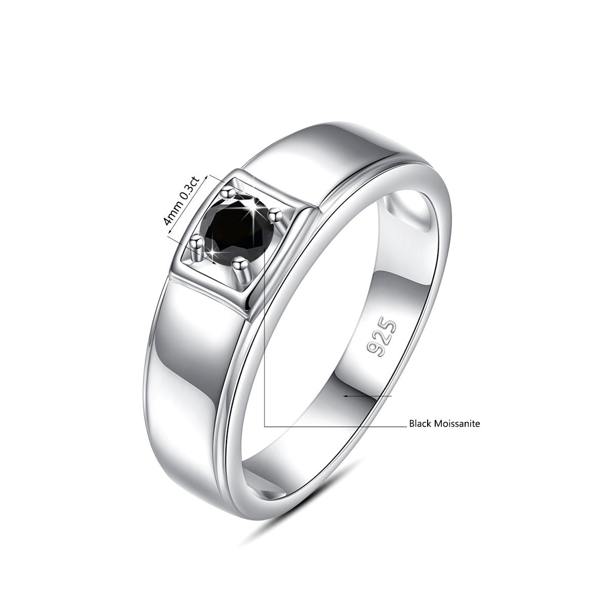 0.3ct Round Cut Mens Moissanite Diamond Ring TR Mens Rings