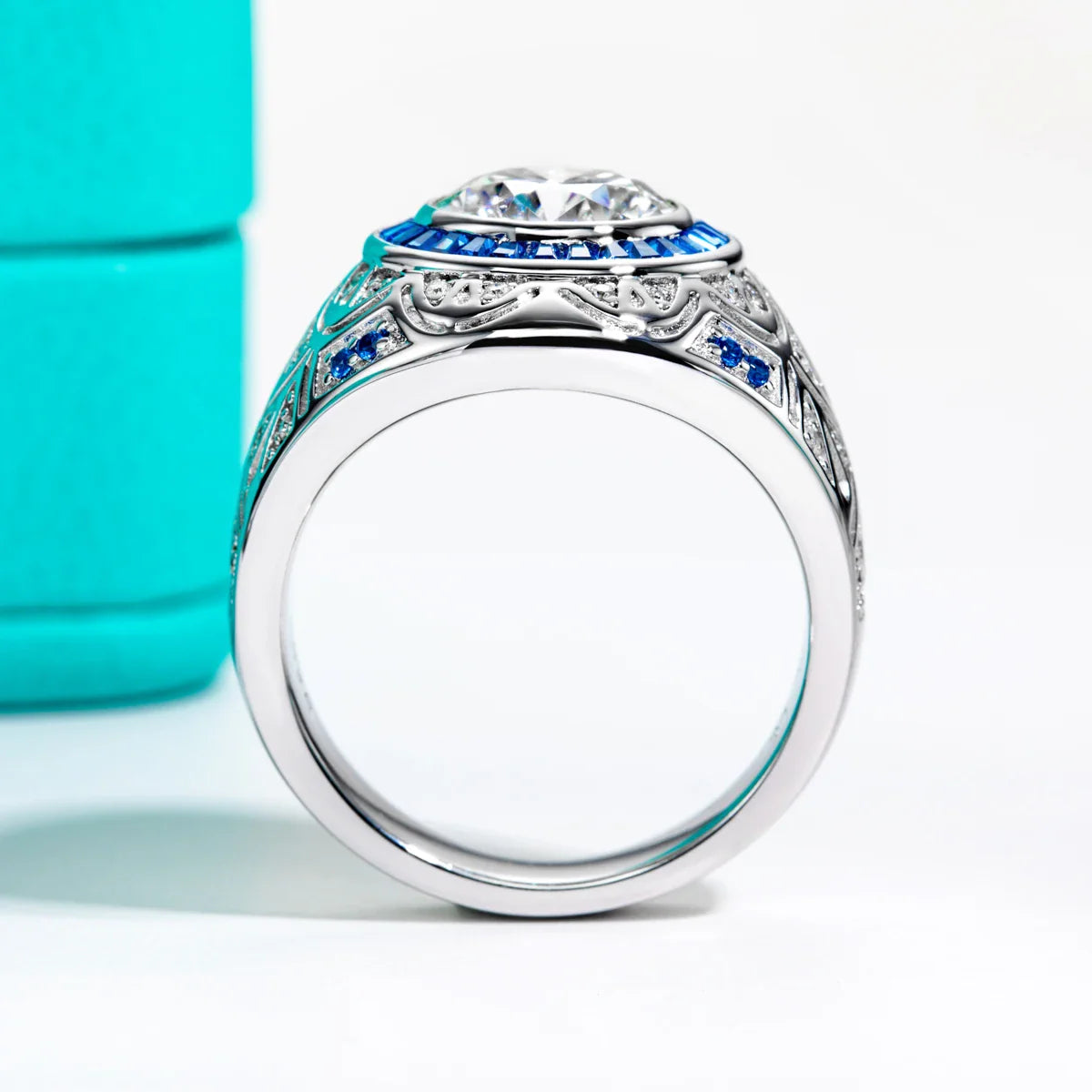 Sterling Silver Moissanite Diamond Ring