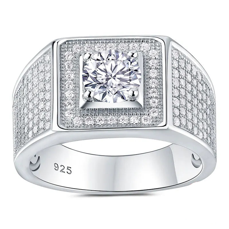 Theia Moissanite Ring for Men Sterling Silver