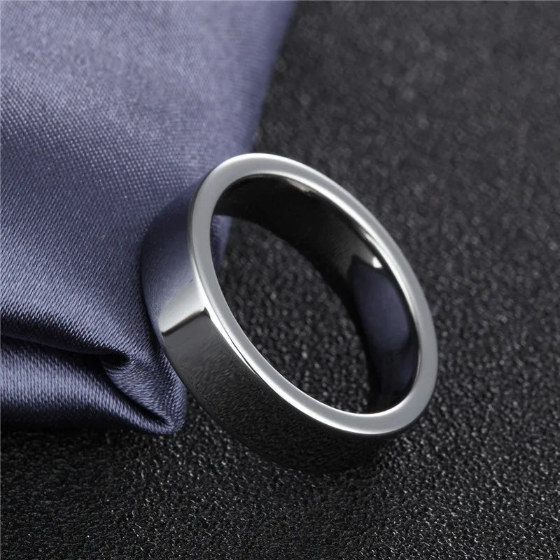 Mens Tungsten RIng Flat Band Silver Colour 8mm wide