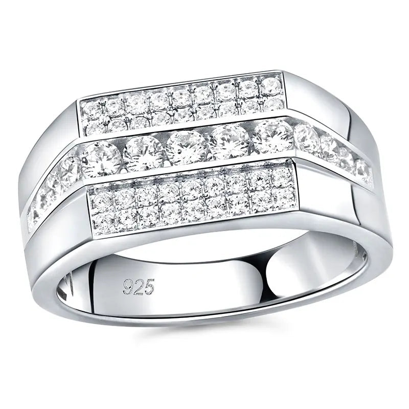 Themis Moissanite Wedding Band for Men Sterling Silver