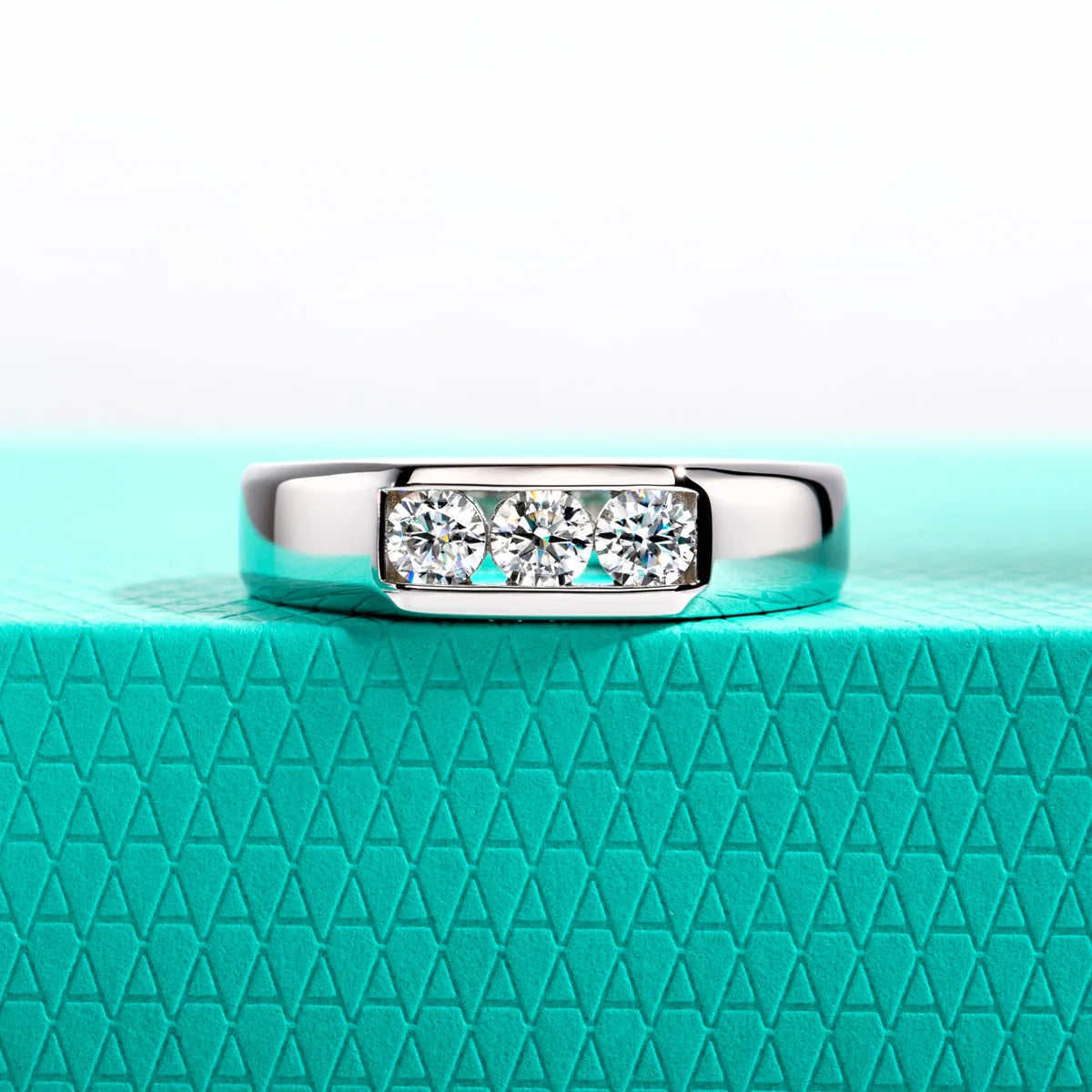 Mens Moissanite Engagement Ring Sterling Silver Gold Plated