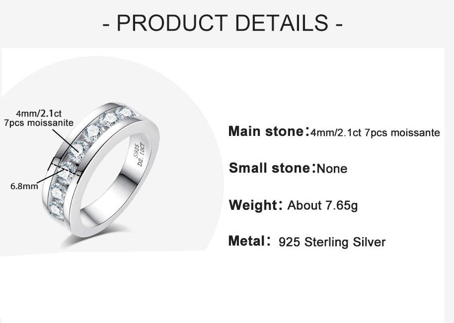 Mens Moissanite Diamond Sterling Silver Ring TR Mens Rings