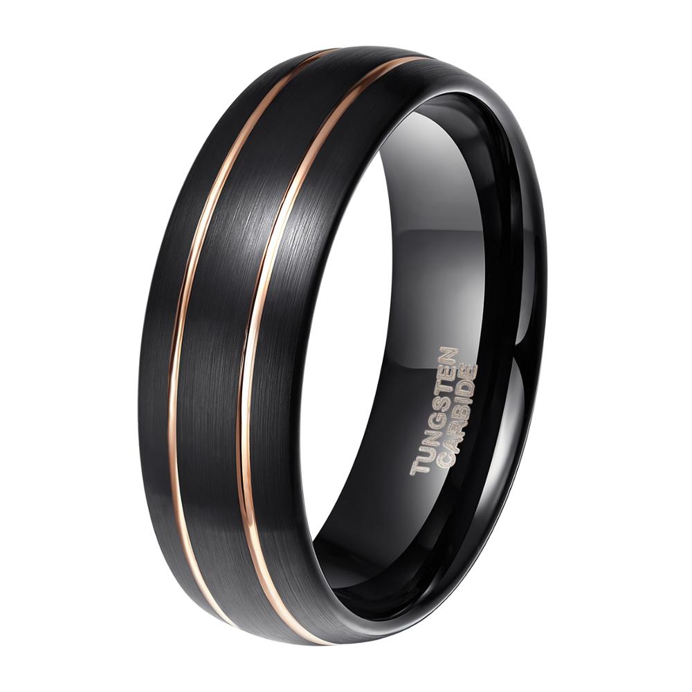 8mm Tungsten Ring Black TR Mens Rings