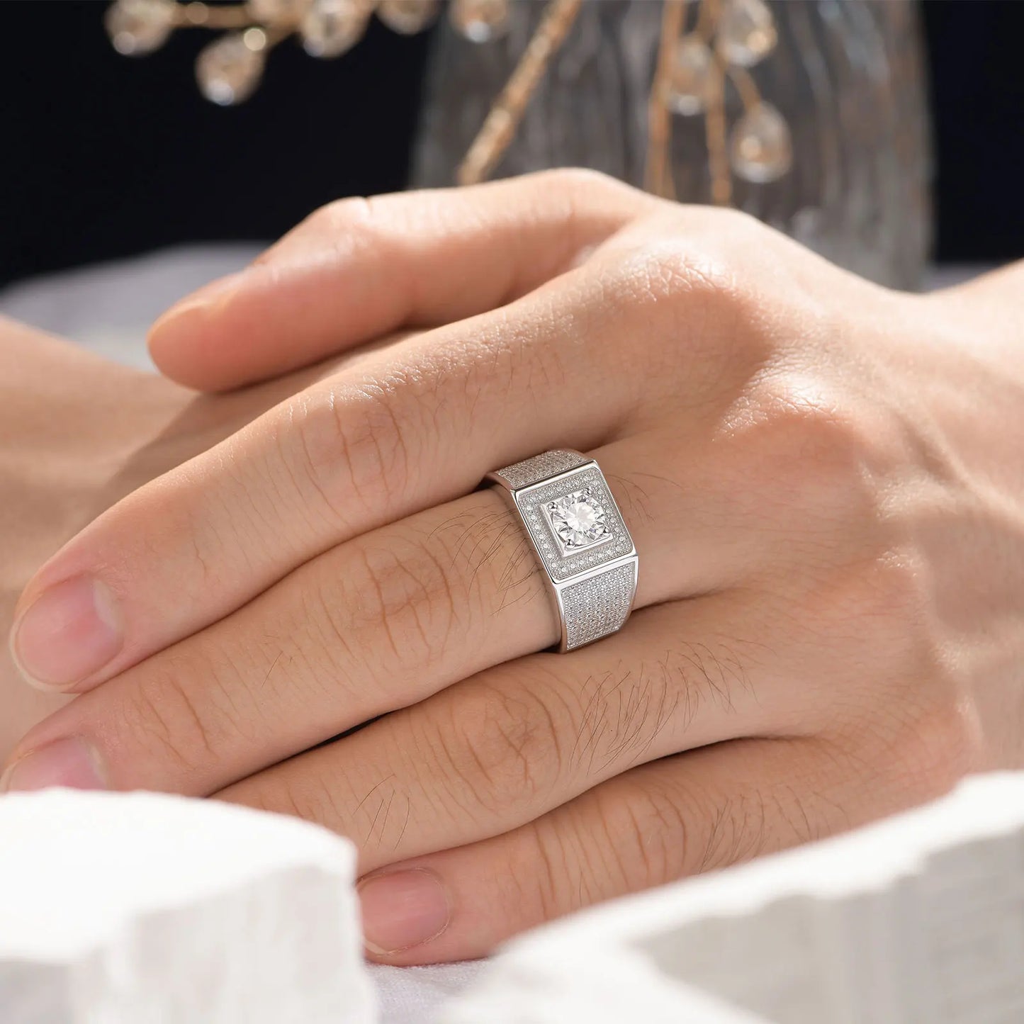 TRMENSRINGS Mens Ring Moissanite
