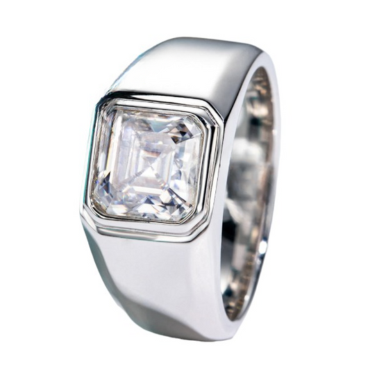 mens moissanite ring asscher cut TR Mens Rings