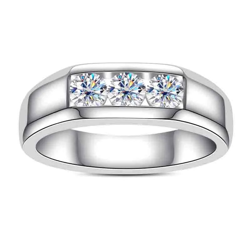 Valencia 0.6cttw Mens Moissanite Ring Sterling Silver Gold Plated