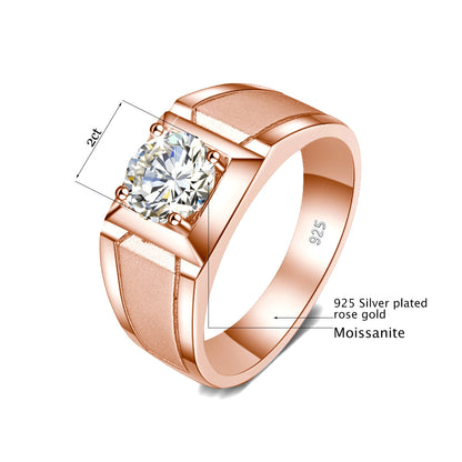 Mens Moissanite Diamond Sterling Silver Engagement Ring free shipping