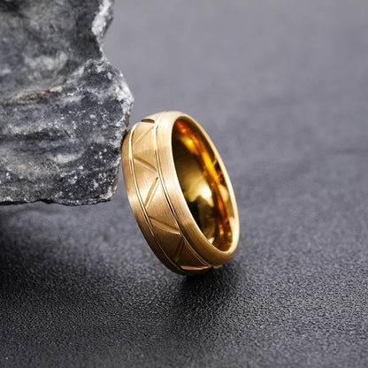 Gold Tungsten Geometric Design Ring 8mm