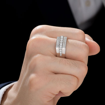 TRMENSRINGS Moissanite Wedding Band for Men Sterling Silver