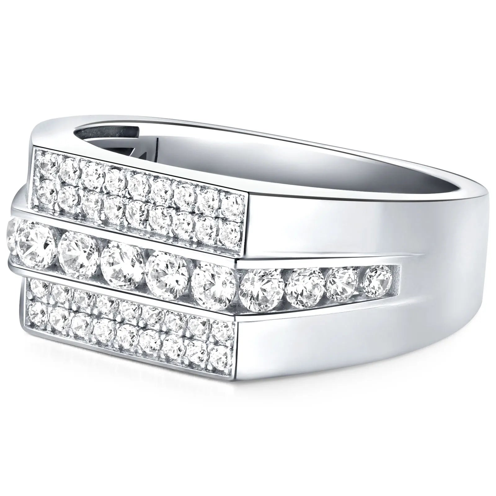 Moissanite Wedding Band for Men Sterling Silver