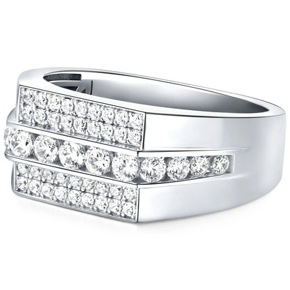Moissanite Wedding Band for Men Sterling Silver