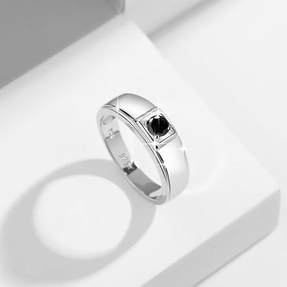 Black Moissanite White Gold Mens Ring TR Mens Rings
