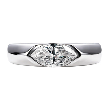 Womens Mens Moissanite Marquise Cut Diamond Wedding Ring 