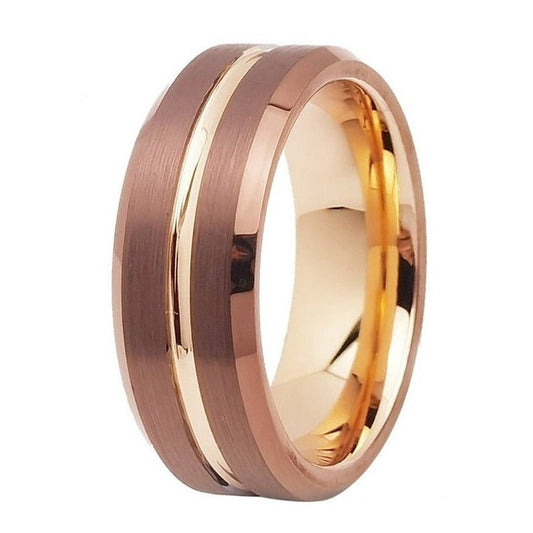 Rose Gold Colour Tungsten Ring TR Mens Rings 