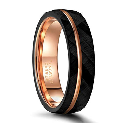 6mm mens tungsten ring hammered effect black rose tungsten colour