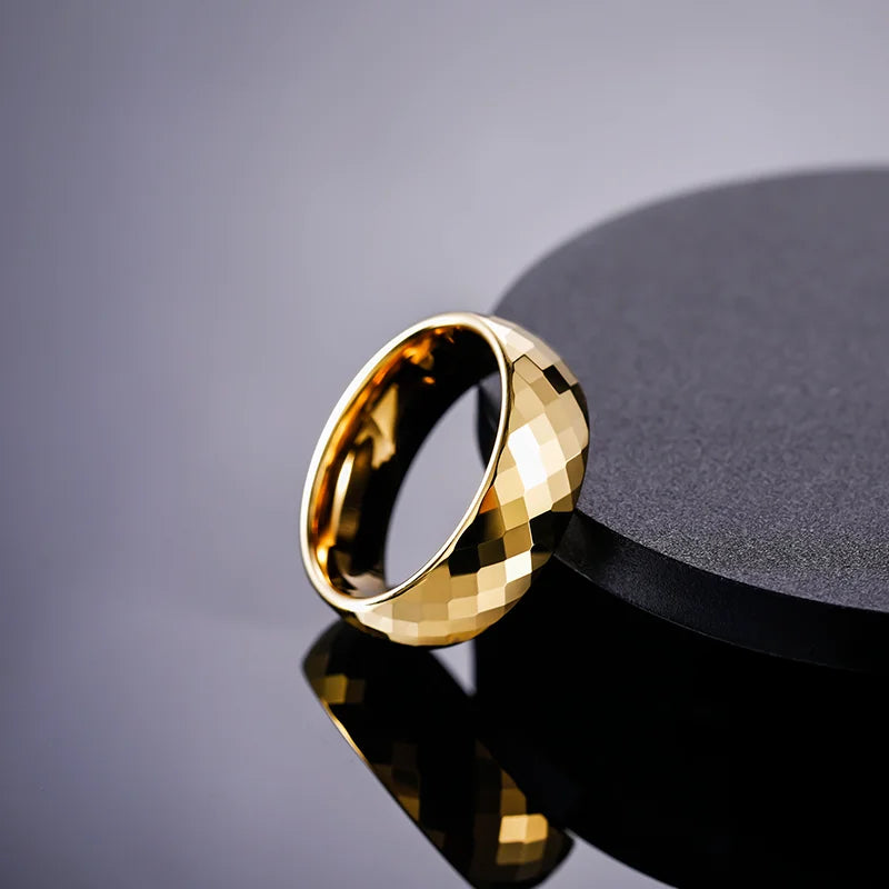 hammered effect gold ring for men