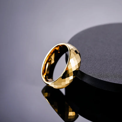 hammered effect gold ring for men